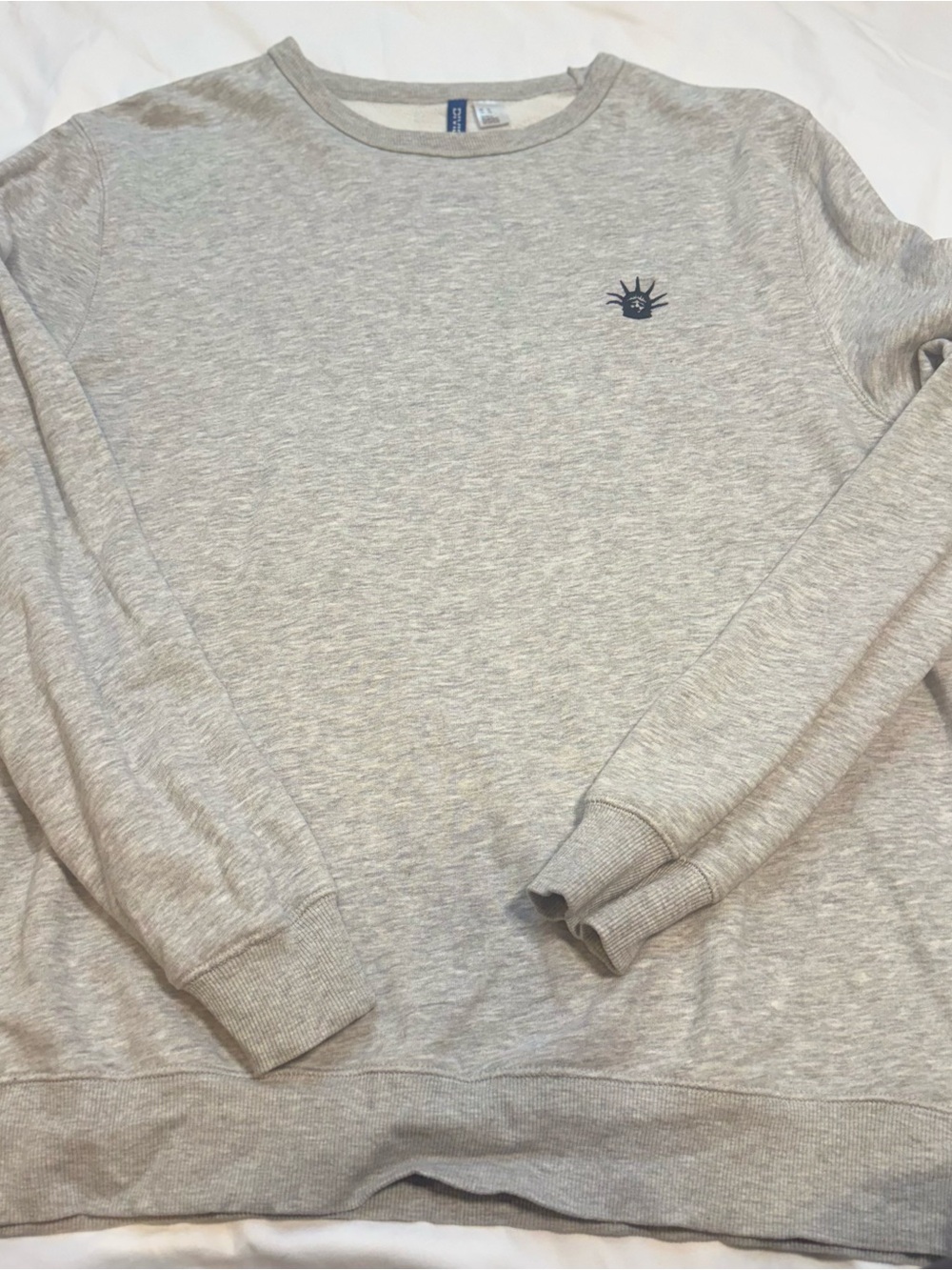 Divided Light Heather Gray Crewneck Sweatshirt with Small Chest Emblem